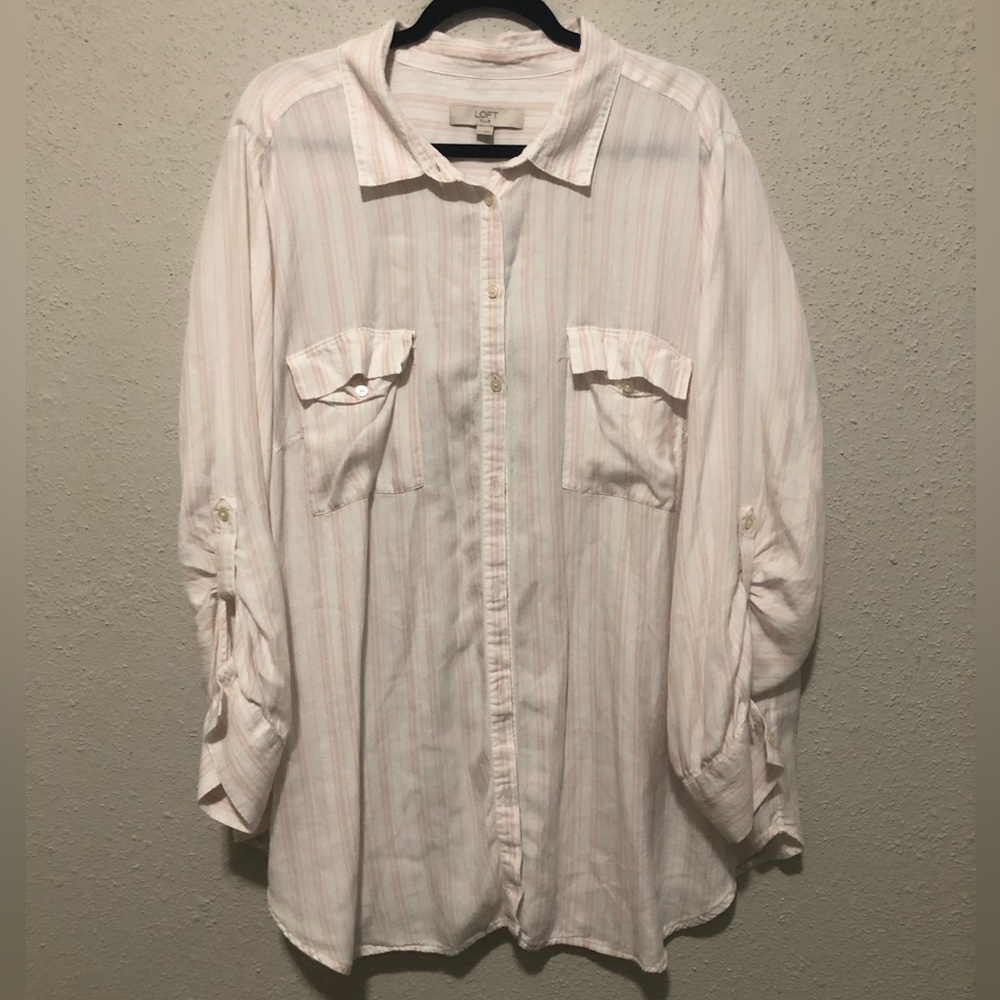 Loft Plus Striped Button Down Shirt - image 1